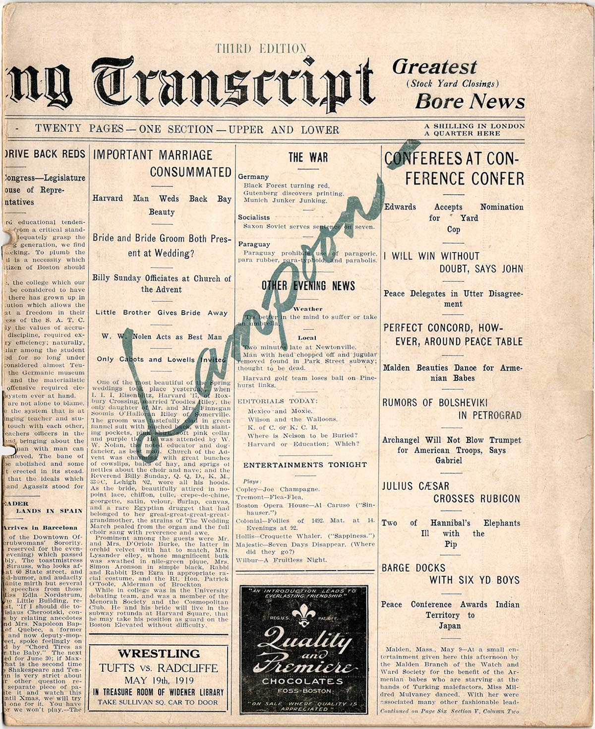 Lampoon's "Transcript" cover.